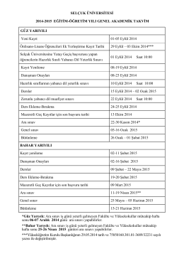 SELÇUK ÜNİVERSİTESİ 2014-2015 EĞİTİM