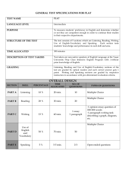 GENERAL TEST SPECIFICATIONS FOR FLAT
