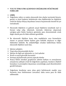  VUK VE TFRS/UFRS AÇISINDAN DEĞERLEME