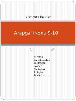 Arapça II konu 9-10