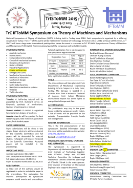 TrC IFToMM Symposium on Theory of Machines