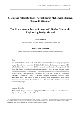 8. Sınıflara Alternatif Enerji Kaynaklarının Mühendislik Dizayn