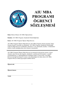 aıu mba programı ögrenci sözleşmesi