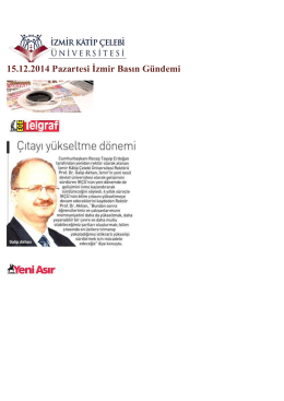 15.12.2014 Pazartesi İzmir Basın Gündemi