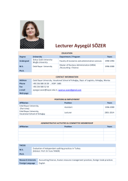 Lecturer Ayşegül SÖZER Accountancy and Tax Applications CV