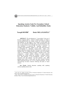 Speaking Anxiety Scale For Secondary School Education Students
