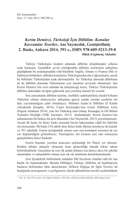 Kerim Demirci, Türkoloji İçin DilbilimKonular Kavramlar Teoriler, Anı