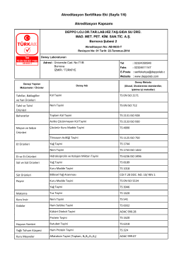 Akreditasyon Sertifikası Eki (Sayfa 1/6) Akreditasyon Kapsamı