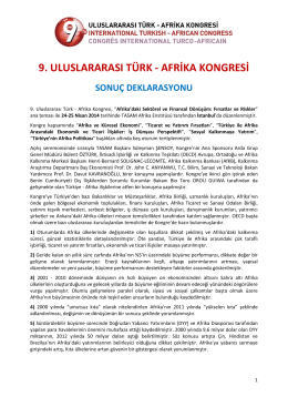 9. uluslararası türk - afrika kongresi sonuç deklarasyonu