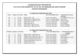 TİT 101 ve TİT 102 Dersleri Ara Sınav Takvimi