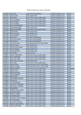 15.08.2014 tarihli 2014-15 Nolu Gündem Tutanağı