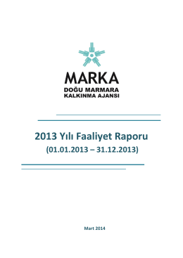 2013 Yılı Faaliyet Raporu - Doğu Marmara Kalkınma Ajansı