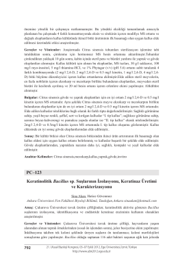 Keratinolitik Bacillus sp. Suşlarının İzolasyonu, Keratinaz Üretimive