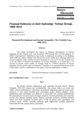 Finansal Kalkınma ve Gelir Eşitsizliği: Türkiye Örneği, 1980-2012