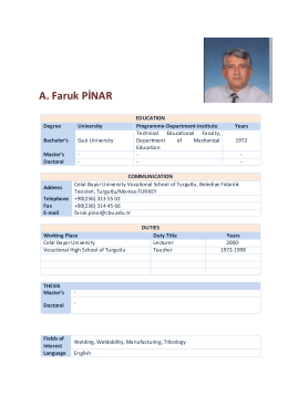 Lect.A.Faruk Pinar - Celal Bayar Üniversitesi