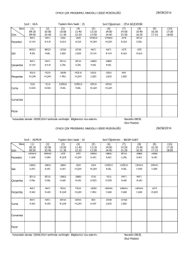 29/09/2014 pazartesi gününden geçerli ders programları