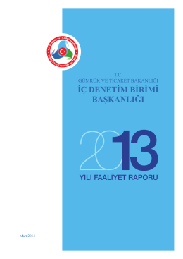 2013 Yılı Faaliyet Raporu - Gümrük ve Ticaret Bakanlığı İç Denetim