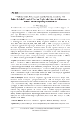 PA–046 γ radyasyonun Deinococcus radiodurans ve Escerichia coli