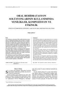 PDF - Oral Rehidratasyon Solüsyonlarının Kullanımında Yenilikler