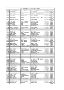 2014 yılında emekli olan personel listesi