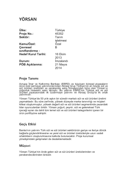 YÖRSAN [EBRD - Project Summary Document]