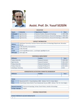 Assist. Prof. Dr. Yusuf SEZGİN