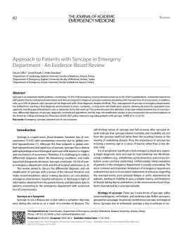 Approach to Patients with Syncope in Emergeny Department