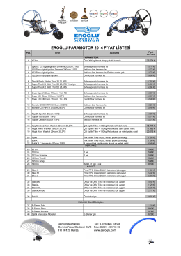 EROĞLU PARAMOTOR 2014 FİYAT LİSTESİ