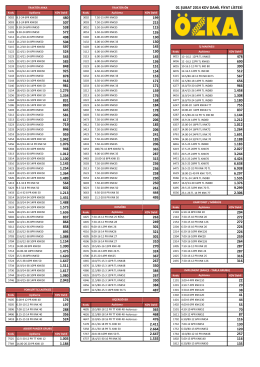 01 ŞUBAT 2014 KDV DAHİL FİYAT LİSTESİ