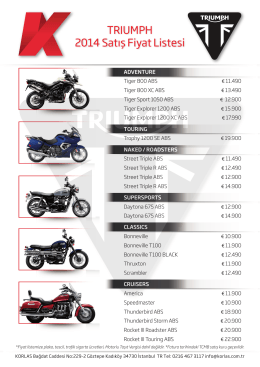 Triumph 2014 yılı motosiklet fiyatları