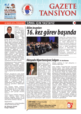 22 Mayıs 2014 - Türk Hipertansiyon ve Böbrek Hastalıkları Derneği