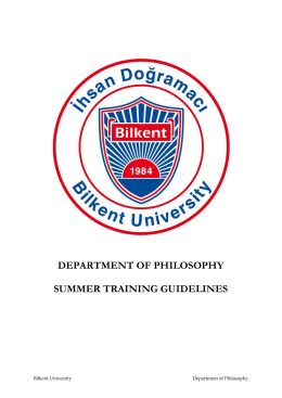 Summer Training Guidelines - Bilkent Üniversitesi, Bilgisayar