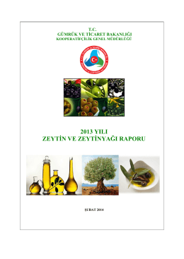 2013 Zeytinyağı Raporu - Gümrük ve Ticaret Bakanlığı
