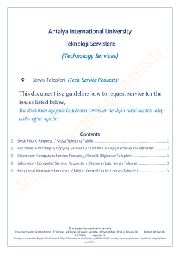 Tech. Service Requests - Uluslararası Antalya Üniversitesi