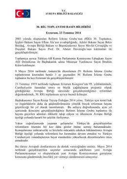 30. RİG TOPLANTISI BASIN BİLDİRİSİ Erzurum, 23 Temmuz 2014