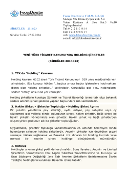 2014-23 yeni türk ticaret şirketinde holding şirketler