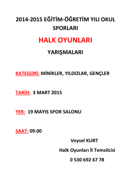HALK OYUNLARI - Trabzon Gençlik ve Spor İl Müdürlüğü