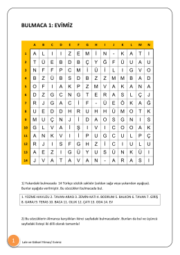 1 BULMACA 1: EVİMİZ - Schule mehrsprachig