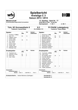 Spielbericht - FV PAOK Ludwigsburg