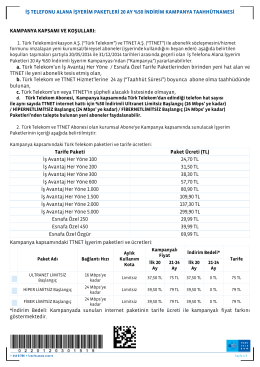 İŞ TELEFONU ALANA İŞYERİM PAKETLERİ 20 AY %50