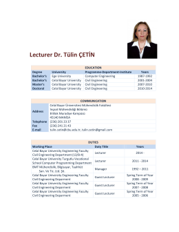 Lecturer Dr. Tülin ÇETİN - Celal Bayar Üniversitesi