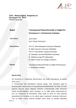 Translasyonel Biyoenformatik ve Sağlık Enformasyonu 3