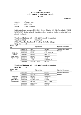 Okul Deneyimi - Kafkas Üniversitesi