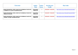 Üniversite Kadro Türü Kadro Sayısı Son Başvuru Tarihi İlan Linki