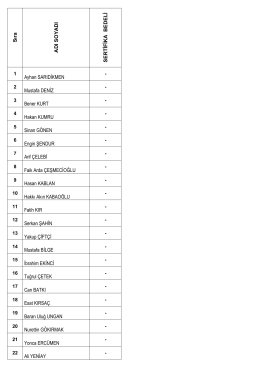 S ıra AD I S OY AD I S E RTİFİKA BEDELİ Ayhan SARIDİKMEN