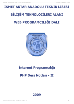 PHP_ders_notu_2 - İsmet Aktar Teknik ve Endüstri Meslek Lisesi