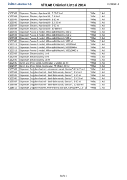 VİTLAB Ürünleri Listesi 2014
