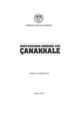 kurtarıcının doğduğu yer çanakkale - Türkiye Barolar Birliği Yayınları