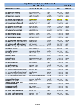 Department of FOREIGN LANGUAGE EDUCATION FALL, 2014