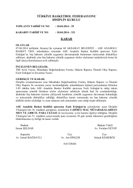 karar 331 68 aksaray belediye – ase anadolu basket tb3l